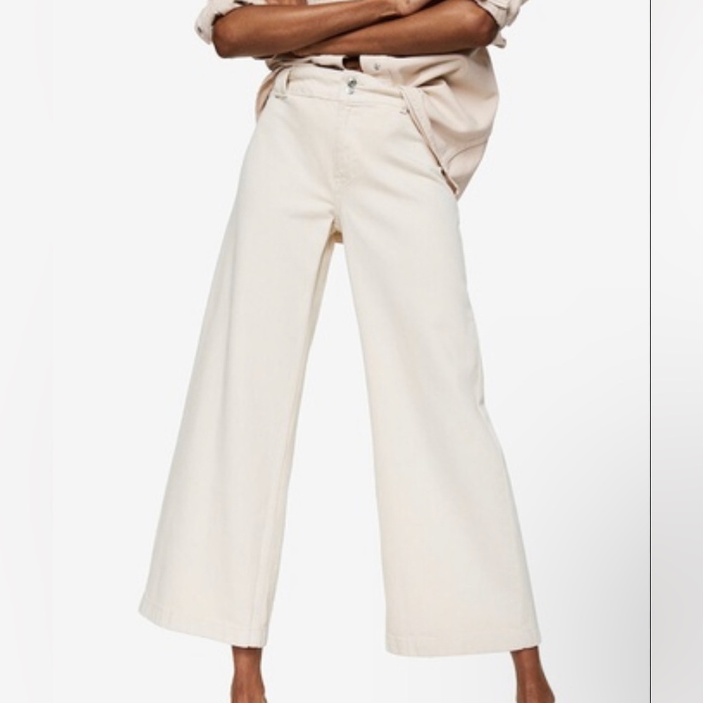 High Waist Frayed Hem Culotte Jeans